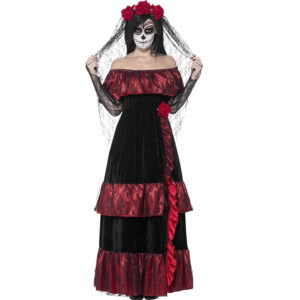 Women's Day of the Dead Horror Bride Costume for Halloween